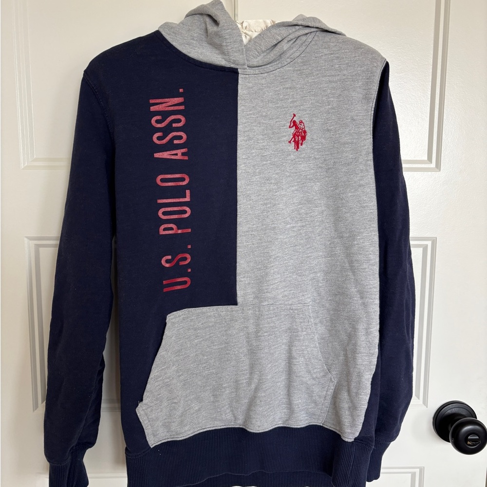 U.S. Polo Assn. Boys’ Two-Tone Gray and Navy Hoodie XL 14-16